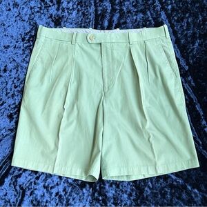 Peter Millar Pleated Chino Performance Golf Shorts Mint Green Mens 38 Inseam 9
